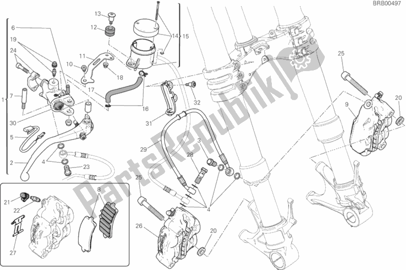 Tutte le parti per il Sistema Frenante Anteriore del Ducati Superbike Panigale R 1199 2017